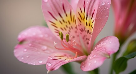 Fototapeta premium Dew-Kissed Petals: A Close-Up Bloom