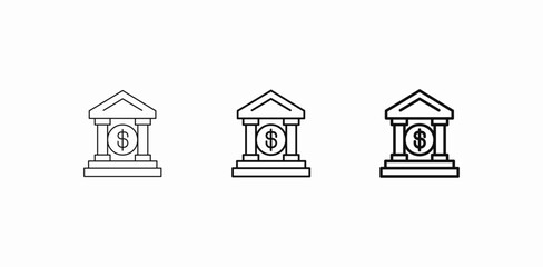 bank building dollar icon sign vector