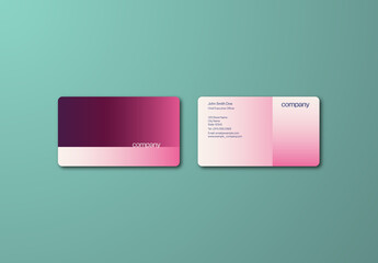 Pink and Purple Color Gradient Split Background Elegant Rounded Business Card Template with Die Cut