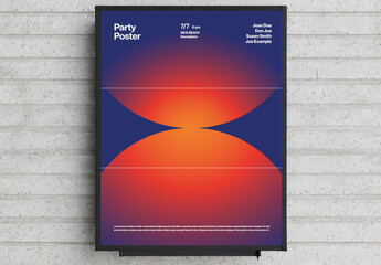 Party Poster Template with Abstract Gradient Shape and 3D Illusion