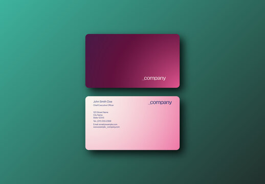 Dark Pink and Purple Color Gradient Background Elegant Rounded Business Card Template with Die Cut