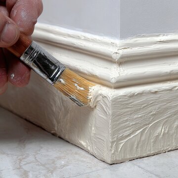 Hand painting baseboard trim with filler
