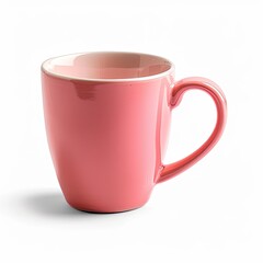 Pink ceramic mug with a subtle cream rim
