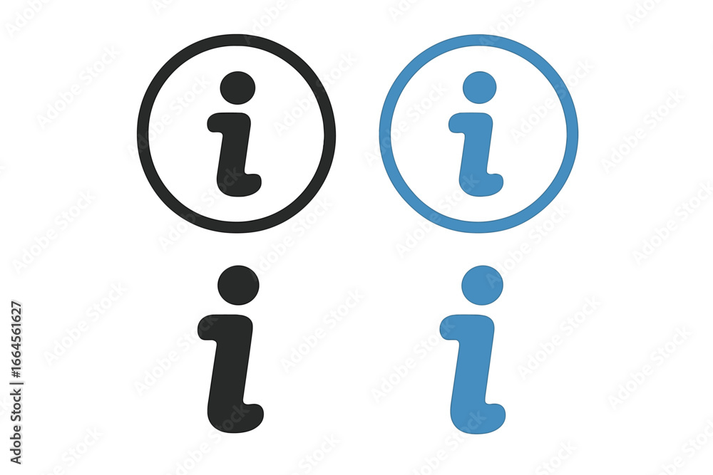 Poster information vector icon set in black and blue. flat info symbol for web design user interface. help,