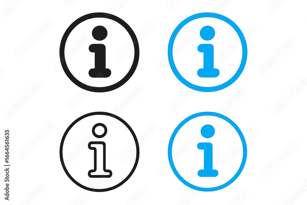 Poster information icon set vector illustration. info symbol collection isolated on white. black and blue s