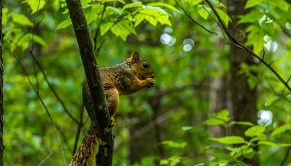 Obraz premium Squirrel enjoys forest snack