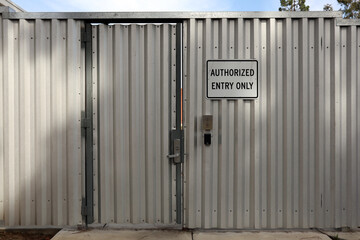 Gate with sign 