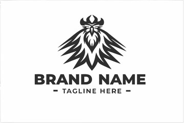 Detailed Rooster Head with Red Accent, Crest & Brand Name on White