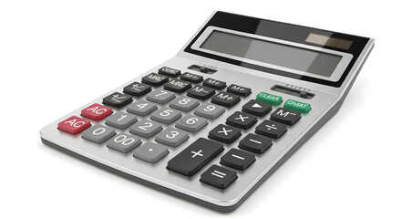 Silver Calculator on White Background - Office Equipment