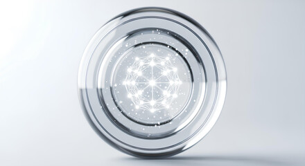 Glowing network sphere with digital data connection, abstract technology concept. Future artificial intelligence core, global communication network sphere.