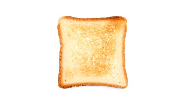 A slice of soft golden bread on a plain background showcasing its fresh texture