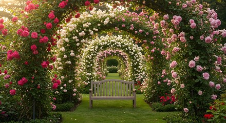 Fototapeta premium Rose Archway Reverie: A Garden's Embrace
