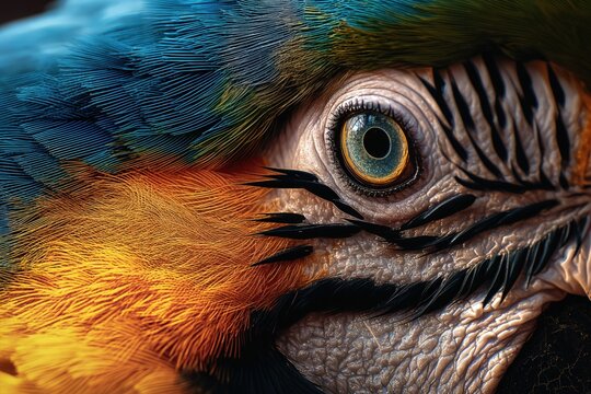 Close-up de un loro con una mirada penetrante.