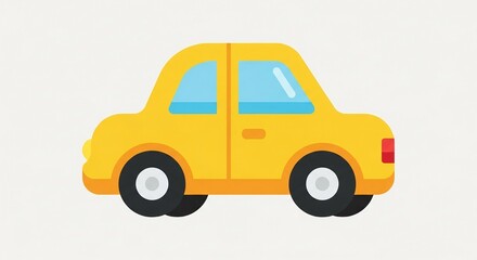 Obraz premium A simple, yellow cartoon car illustration in a flat design style against a plain background.