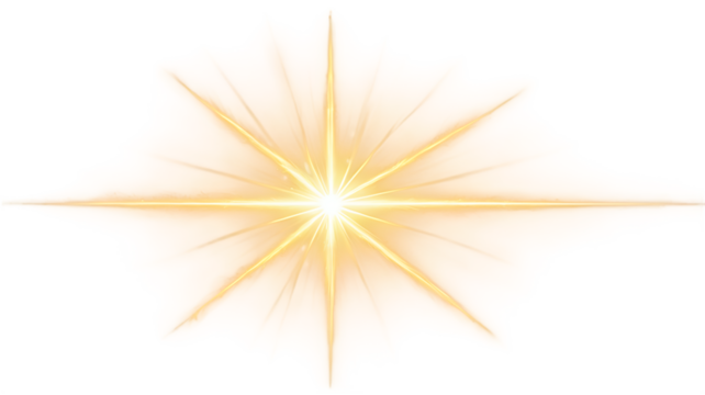 Bright golden starburst light effect on black background