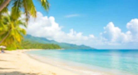 Fototapeta premium Tropical Dream: Blurred Beach Paradise