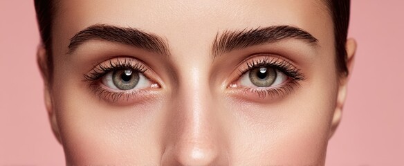 The Eyes of a Woman Close Up Beauty Portrait with Flawless Skin and Soft Lighting