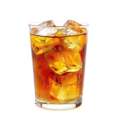 Iced tea in a glass with ice cubes
