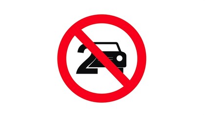 Prohibited parking zone indicated by a red circle with a diagonal cross and the number two.