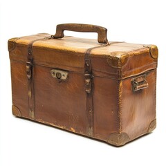Aged leather suitcase/trunk
