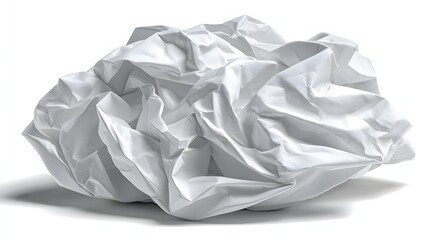 Naklejka premium Crumpled White Paper Texture with Wrinkles and Shadows Isolated on White Background