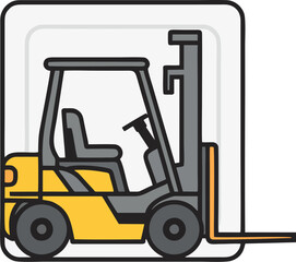 Yellow Forklift Vector Illustration – Industrial Vehicle, Logistics, and Warehouse Equipment Icon