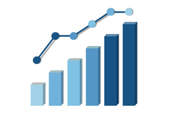 Blue bar and line chart business growth