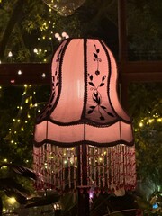 Retro lamp with fringe and embroidery design
