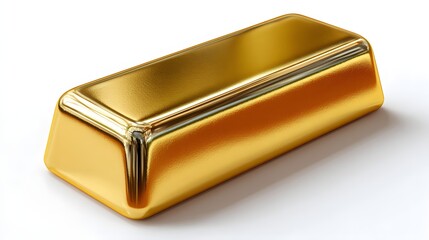 Shiny Gold Bar Displayed on a Clean White Background Representing Wealth and Luxury