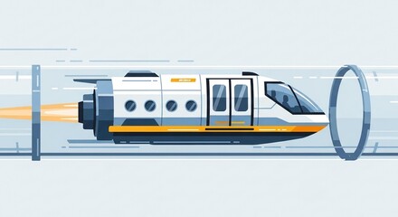 Hyperloop train traveling at high speed in a vacuum tube, a futuristic transportation concept.