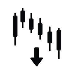 Stock market chart showing fall icon
