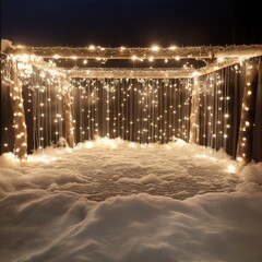 Festive winter scene with illuminated square arch