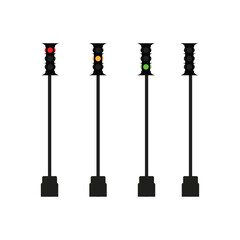 Naklejka premium Traffic Light Illustration Set with Red Yellow Green and Off Scenes