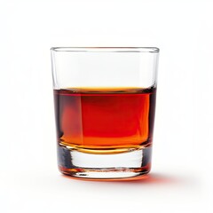 Clear shot glass filled with amber liquid (1)