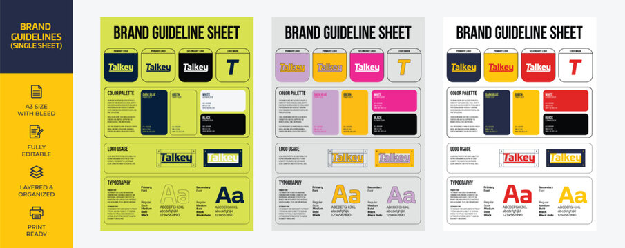 Minimal Vibrant Brand Guide Single Sheet Template