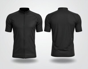 Black Cycling Jersey Front and Back Views