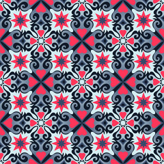 Various art forms are grouped and arranged in a specific order to form a seamless pattern.
