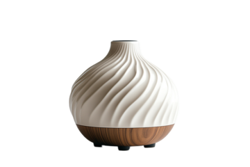 Modern aroma diffuser emitting vapor, studio shot on transparent background