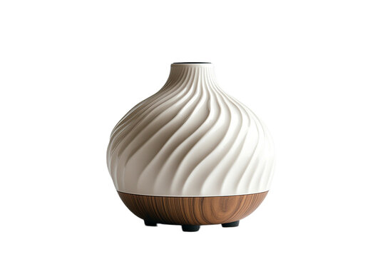 Modern aroma diffuser emitting vapor, studio shot on transparent background