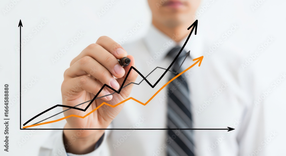 Poster business growth chart a visual representation of success and progress with rising trends and positiv
