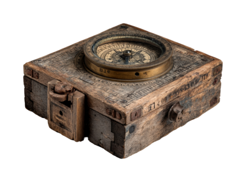 Antique navigational compass vintage collection home rustic view isolated on transparent background, png