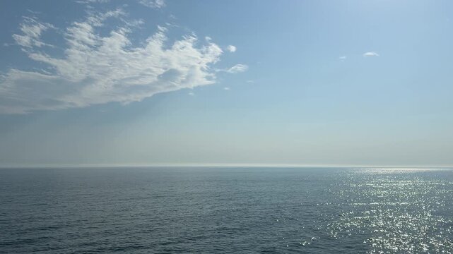 Blue twinking sea, sky and cloud.