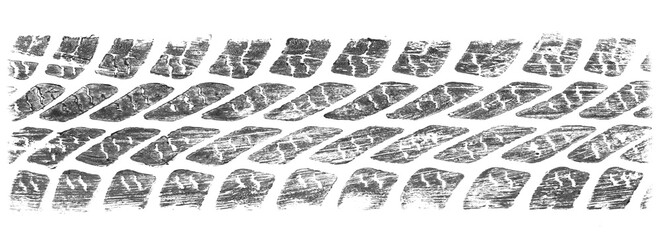 black tire tracks isolated on white background.