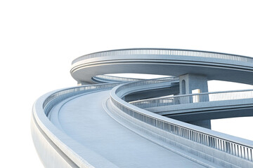 Abstract concrete overpass architecture with repeating curves on transparent background