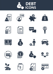 set of finance icons, loan, debt