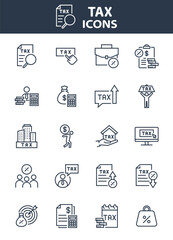 set of finance icons, tax, loan, debt