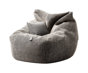 Cozy lounge experience space bean bag chair modern relaxation zone isolated on transparent background, png