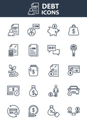 set of finance icons, loan, debt
