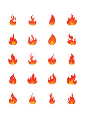 set of flame icons, fire