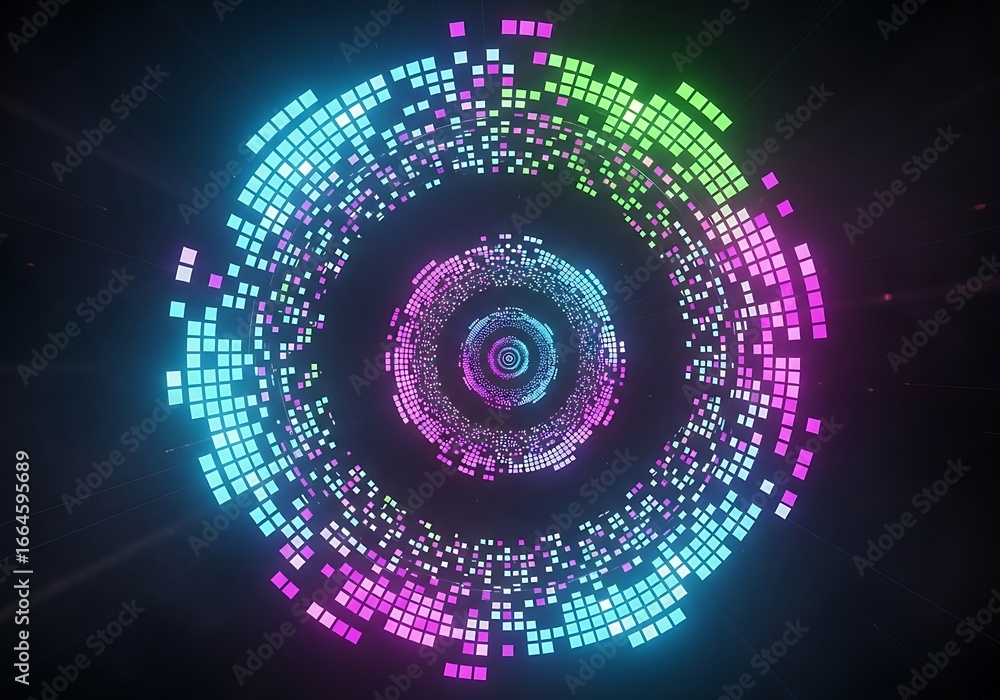 Poster neon circular gradient pattern: a dazzling display of geometric luminescence and vibrant hues radiat